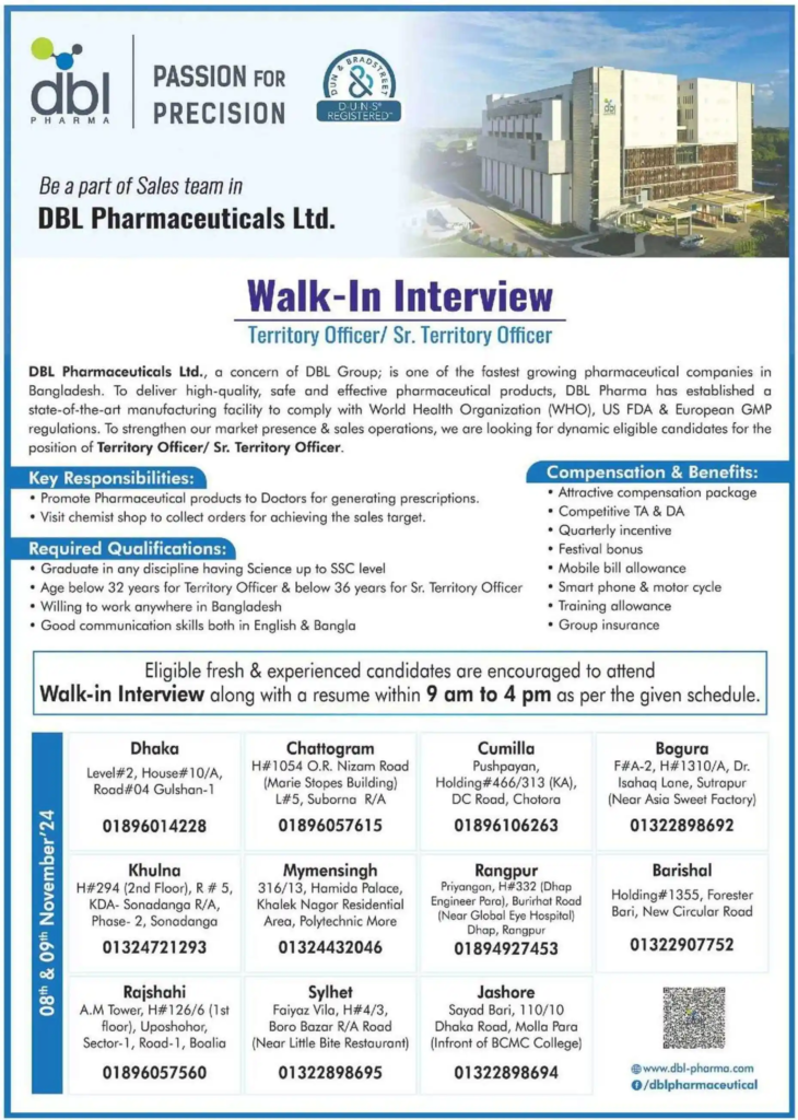 DBL Pharmaceuticals Job Circular 2024